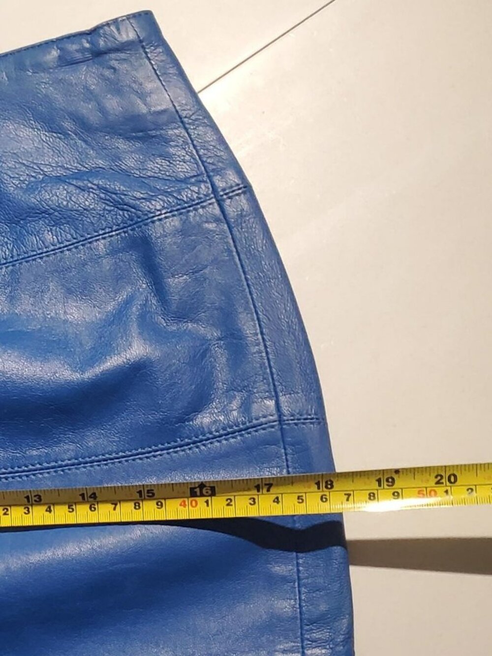La Nouvelle Renaissance Blue Leather Pencil Skirt Vintage/Y2K - Marked size 10 - Picture 12 of 16